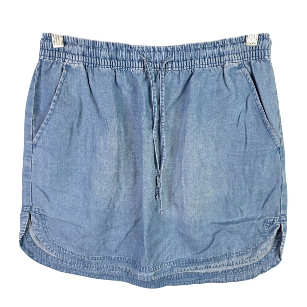 Womens Merona Blue 100% Lyocell Skirt Elastic Waist Drawstring w/ Pockets Size S